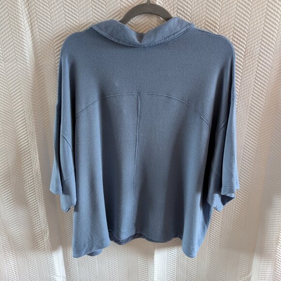 Athleta Women’s Westwood Sweatshirt Tee Cottage Blue Boxy Collar Size Large - Picture 6 of 8